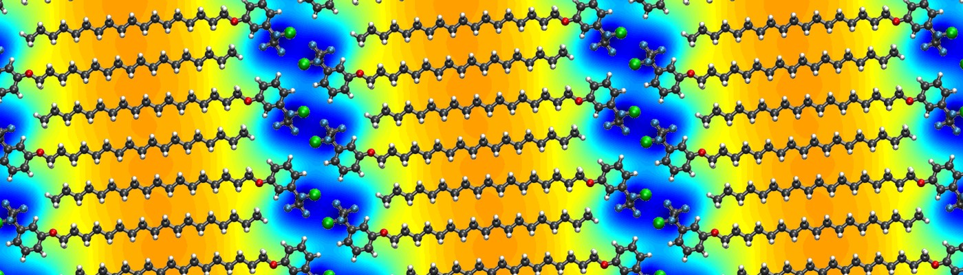 graphic: Calculated differential electrical potential induced by a supramolecular lattice of MBB-2 on graphene